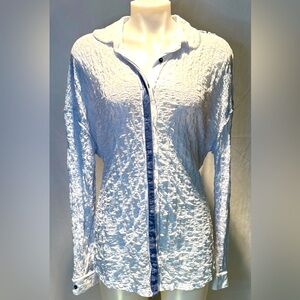 Free People Textured White Button-Up Shirt